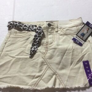 Tractr Kids  Cream Skirt  with Leopard Belt, Sz 10